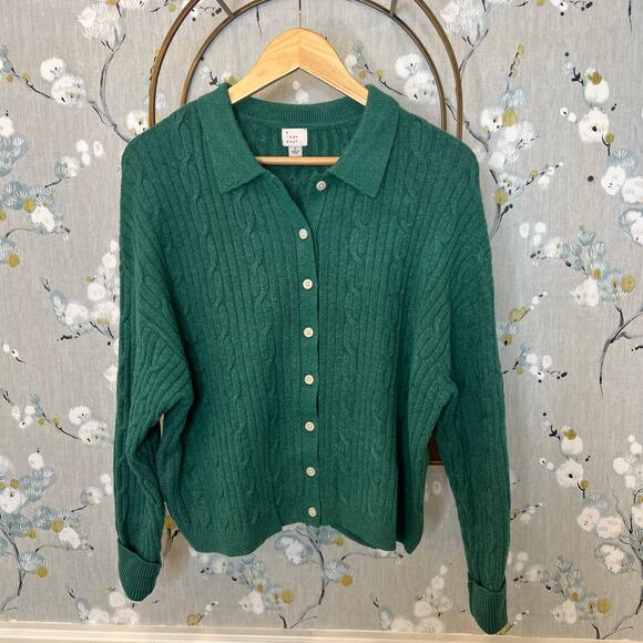 A New Day Green Long Sleeve Button Up Sweater - Size Large - Picture 1 of 7